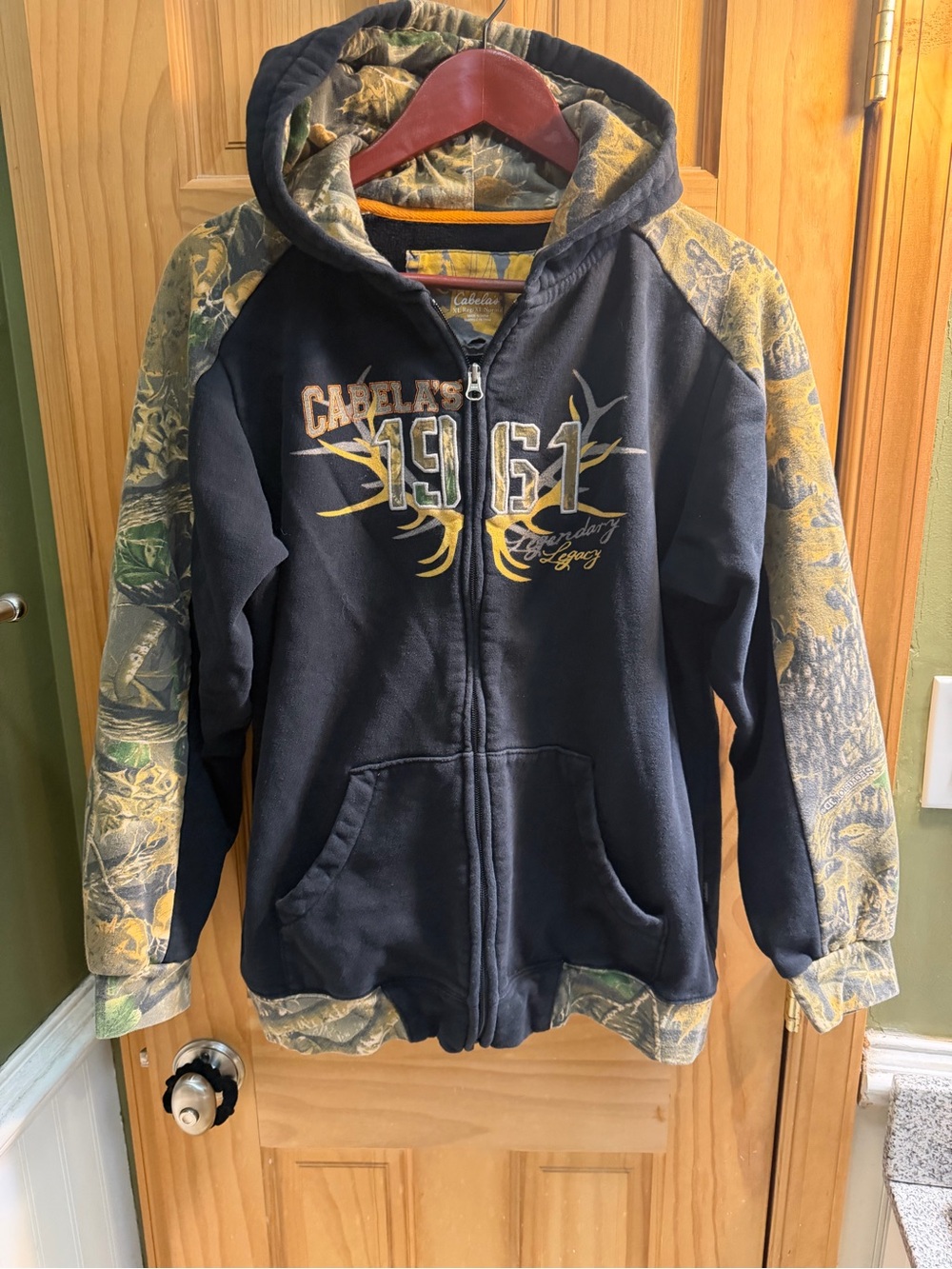 Cabela's Navy & Camouflage Zip-Up Hoodie